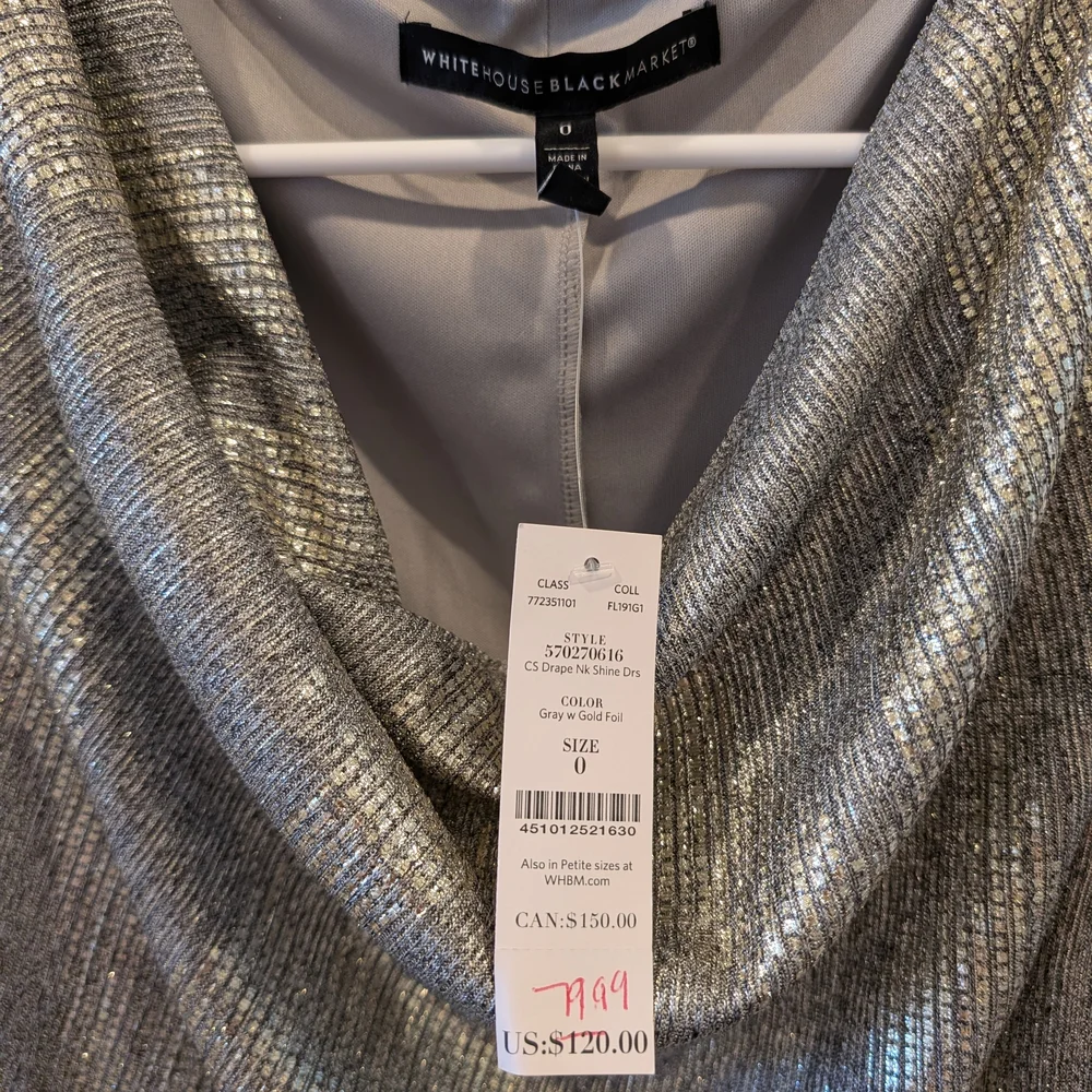 White House Black Market Shimmering Silver Mini Dress - Picture 4 of 6